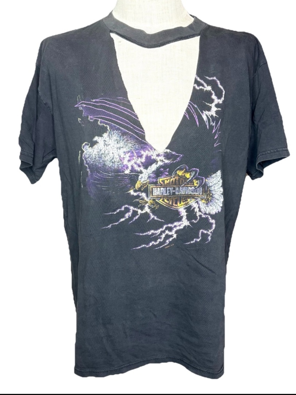 Vintage 2001 Harley Davidson Reworked Eagle Cutout Tee